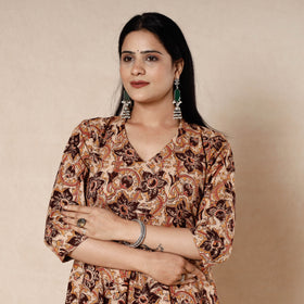 Buy Kalamkari Block Printing Cotton Flared Gher Dress Online l iTokri.com