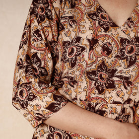 Buy Kalamkari Block Printing Cotton Flared Gher Dress Online l iTokri.com