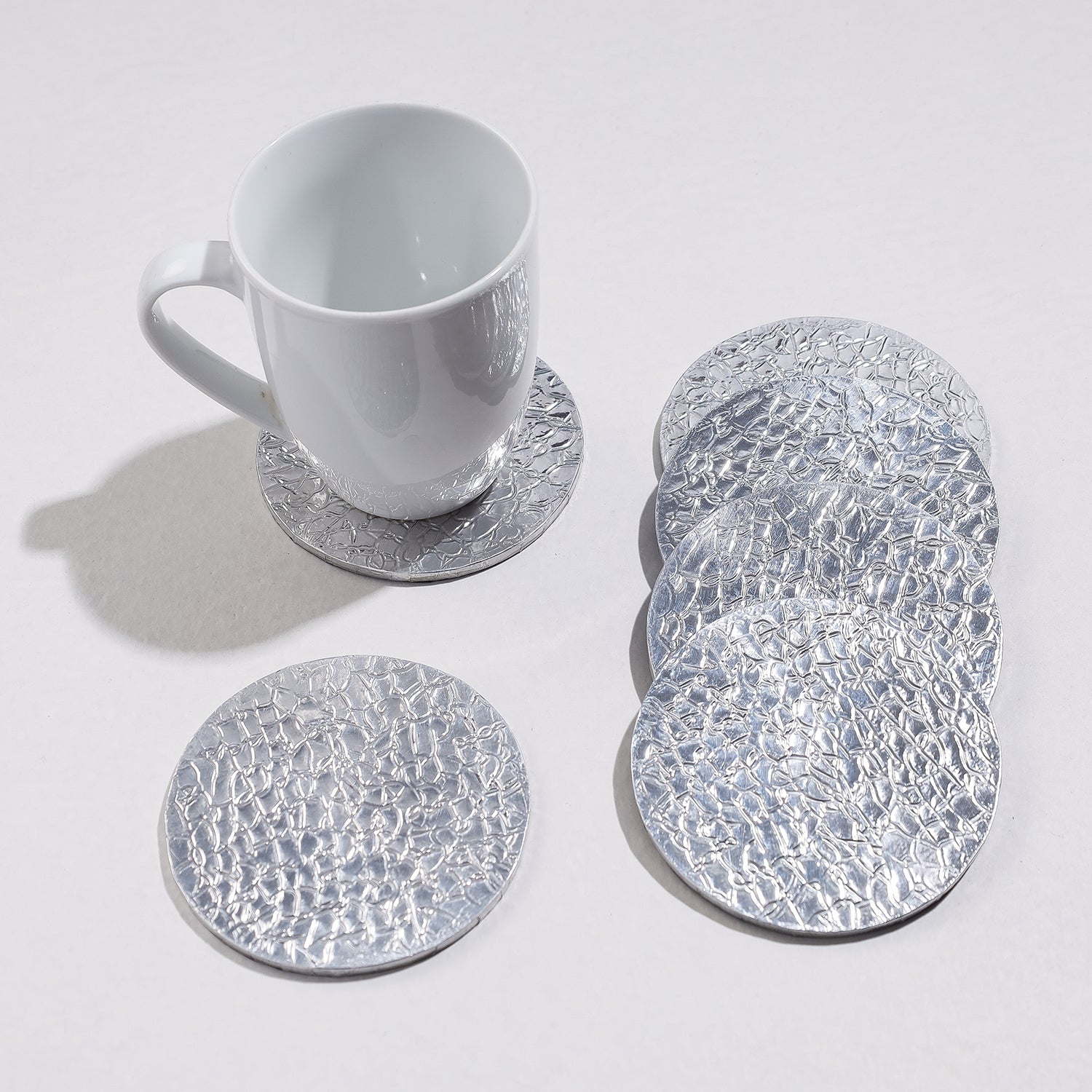  Handmade Papier Mache Metal Coated Coasters 