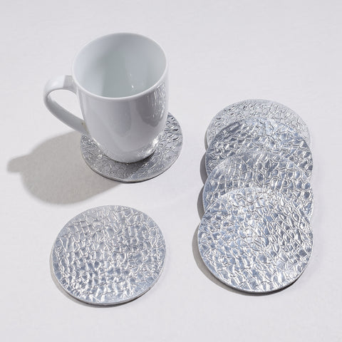  Handmade Papier Mache Metal Coated Coasters 