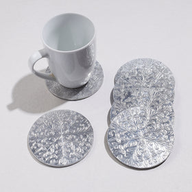  Handmade Papier Mache Metal Coated Coasters 