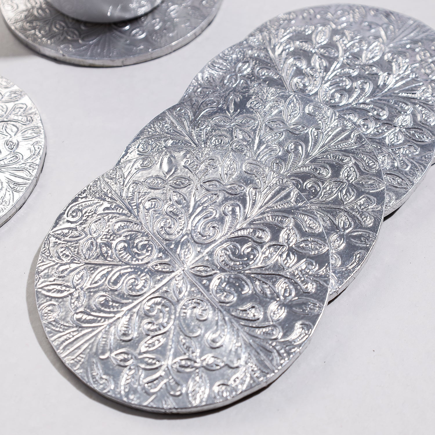  Handmade Papier Mache Metal Coated Coasters 