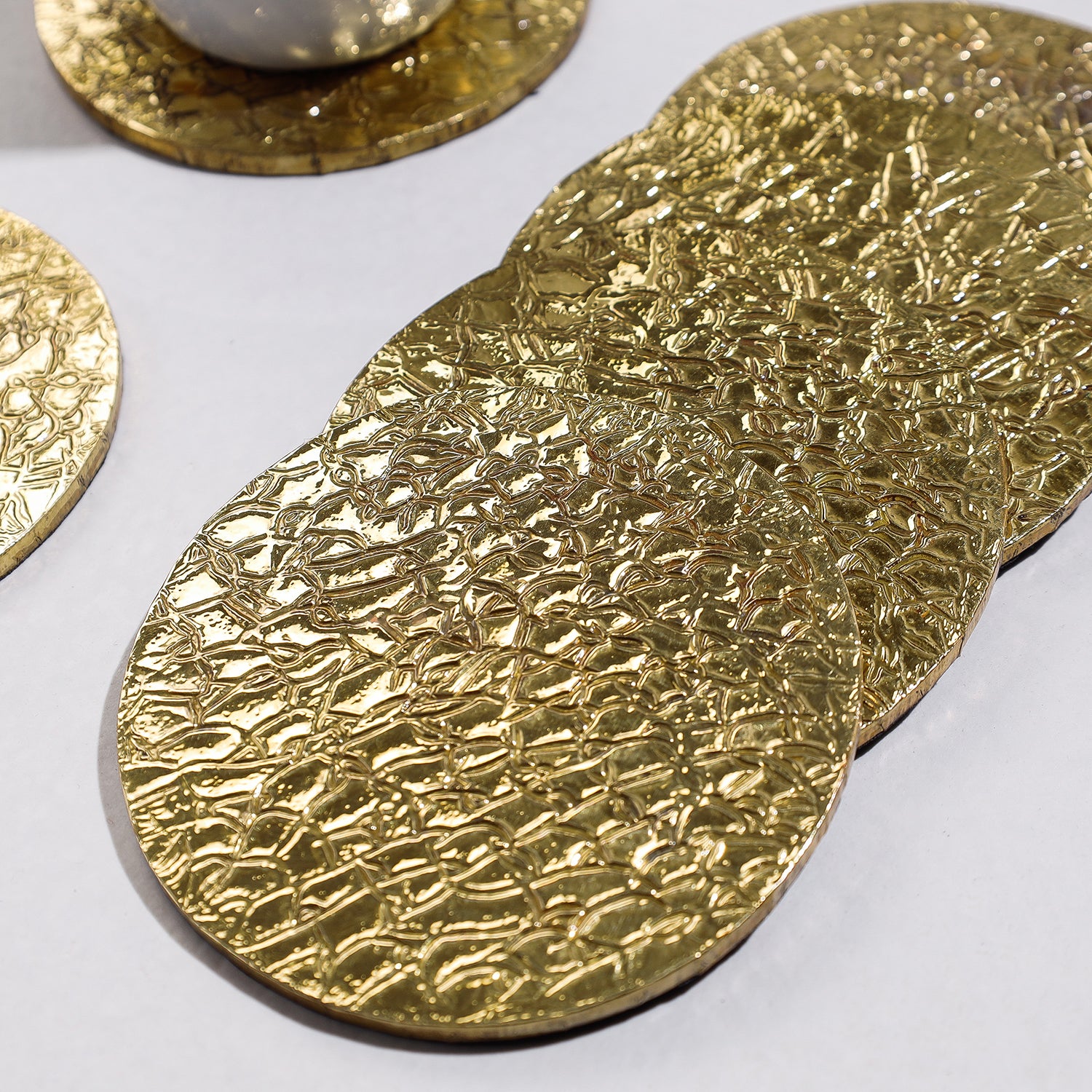  Handmade Papier Mache Metal Coated Coasters 