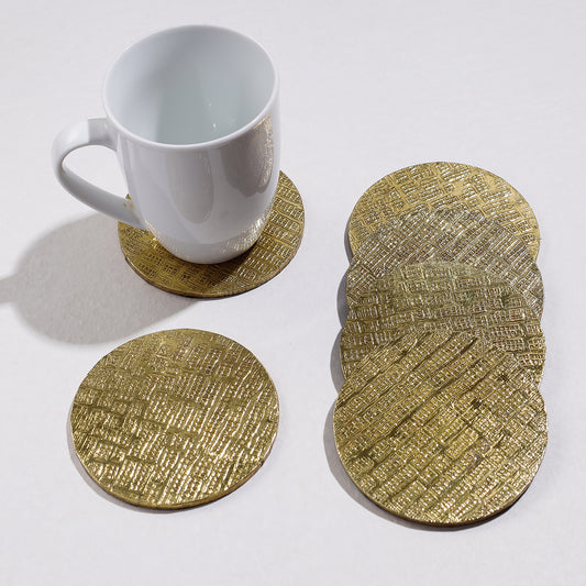 Handmade Papier Mache Metal Coated Coasters (Set of 6 )