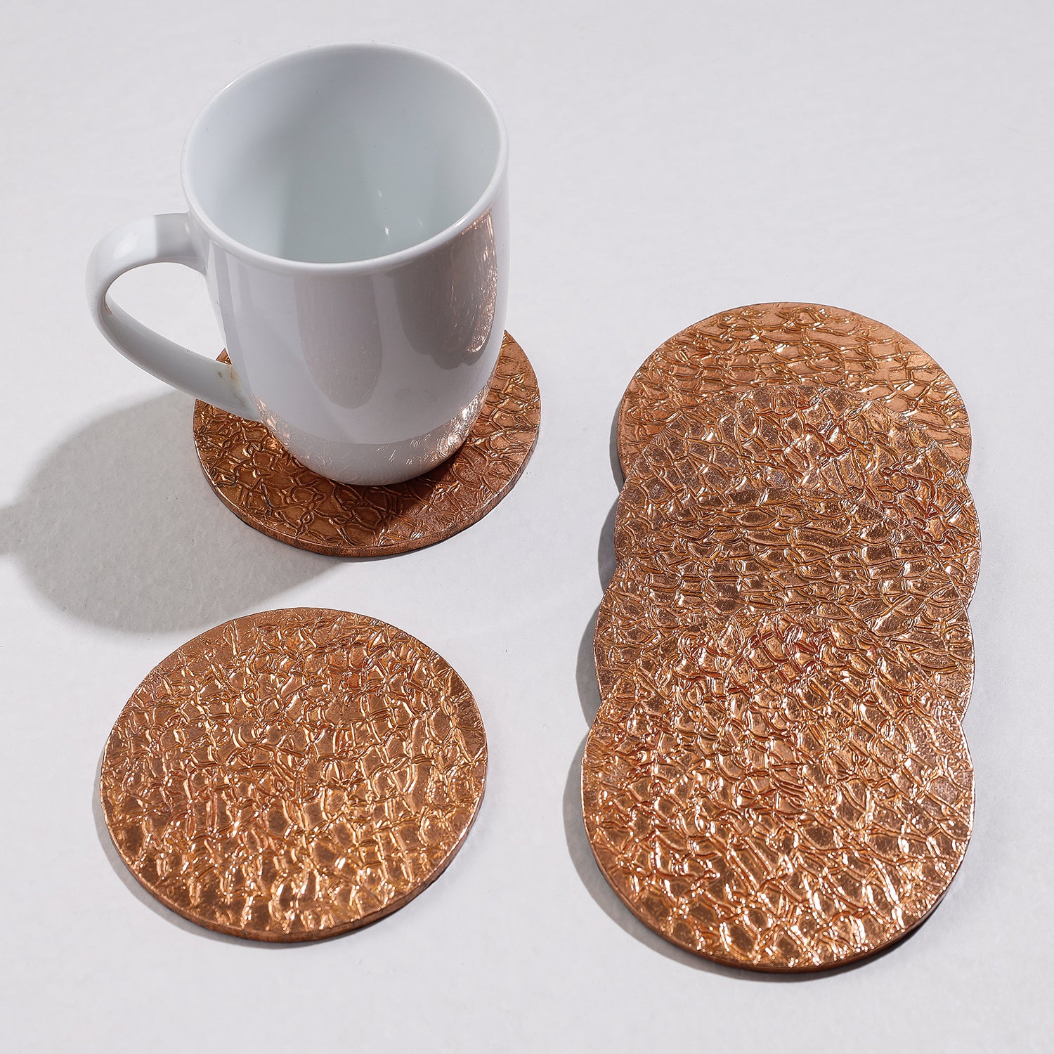  Handmade Papier Mache Metal Coated Coasters 