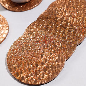  Handmade Papier Mache Metal Coated Coasters 