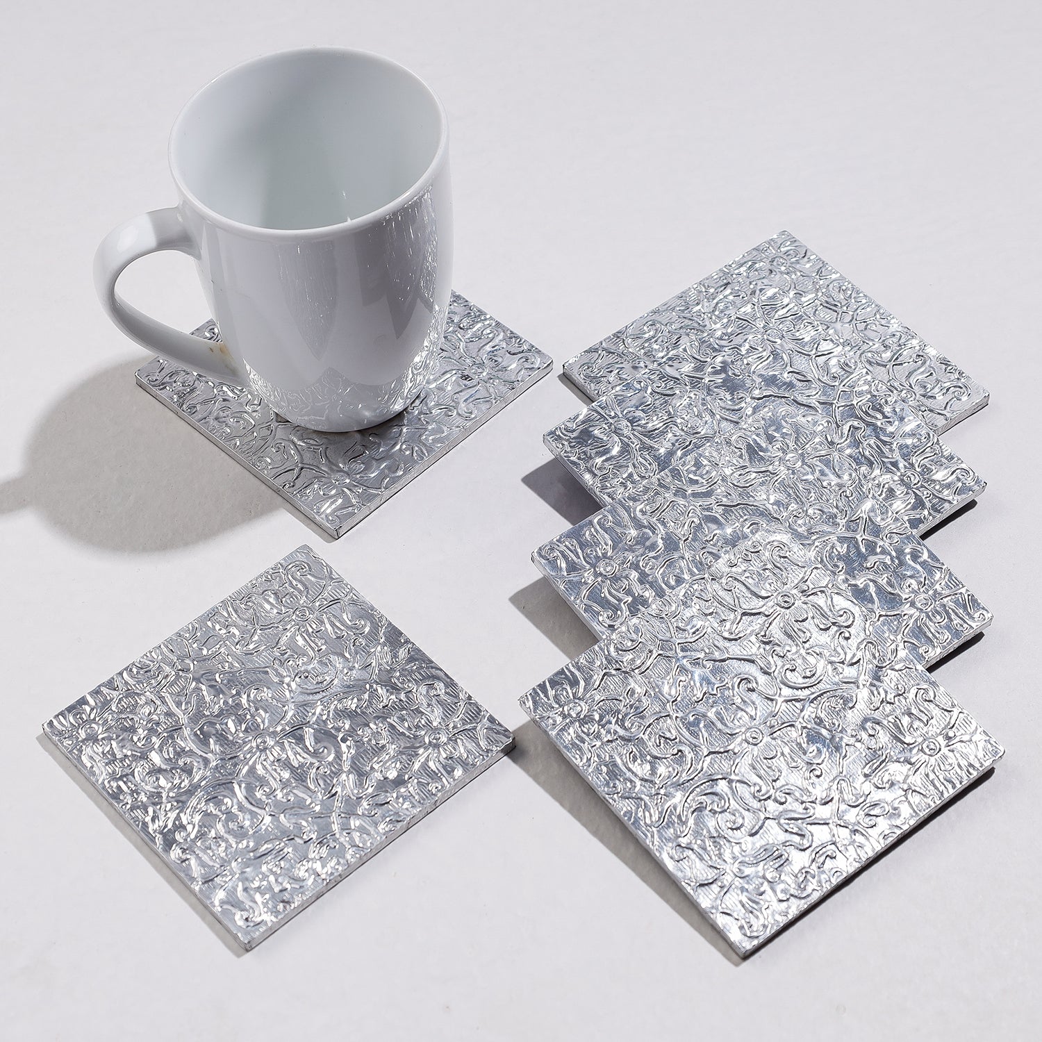  Handmade Papier Mache Metal Coated Coasters 