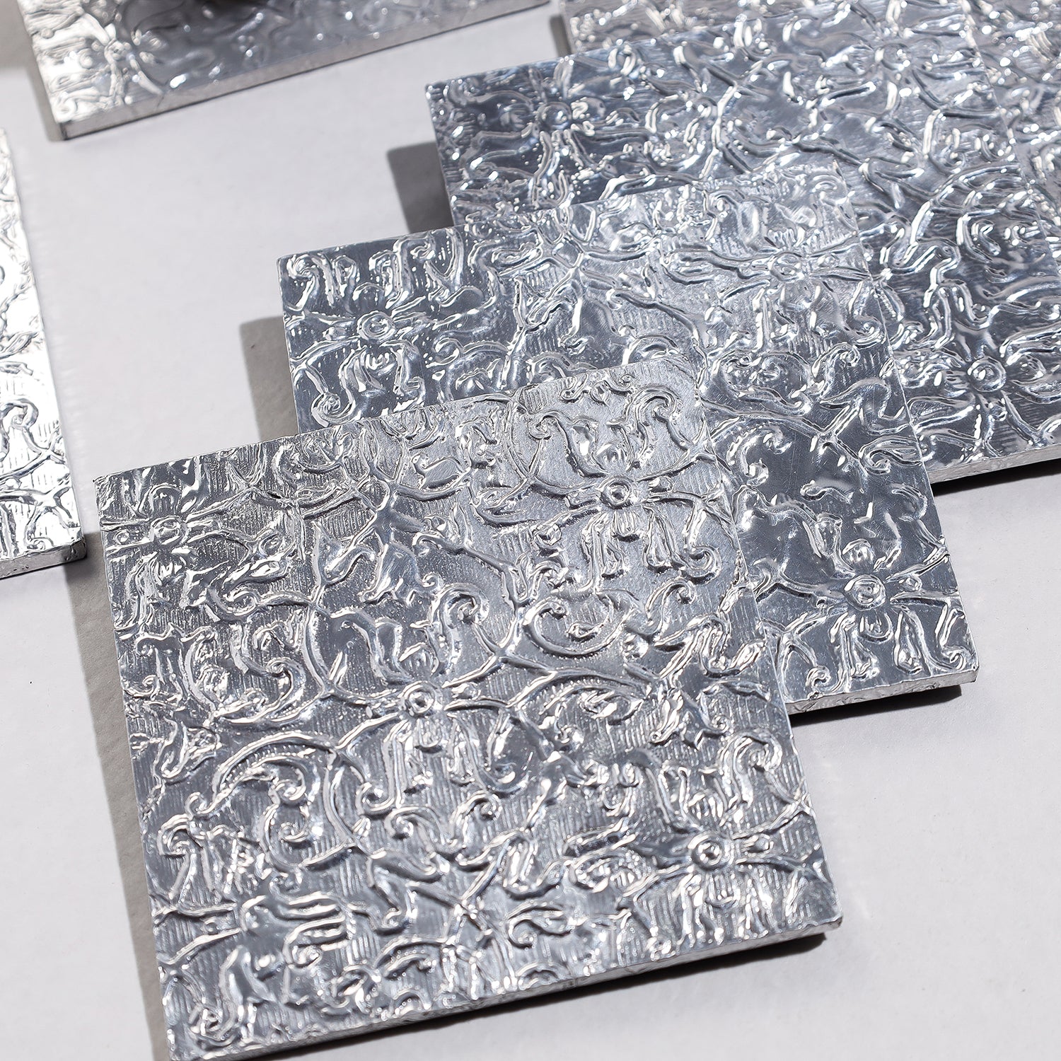  Handmade Papier Mache Metal Coated Coasters 