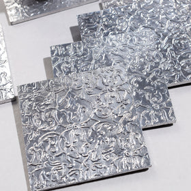  Handmade Papier Mache Metal Coated Coasters 