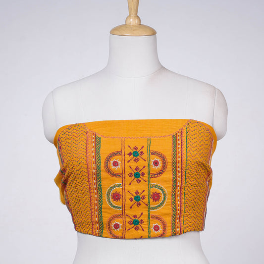 Yellow - Lambani Embroidery Mangalagiri Handloom Cotton Blouse Piece