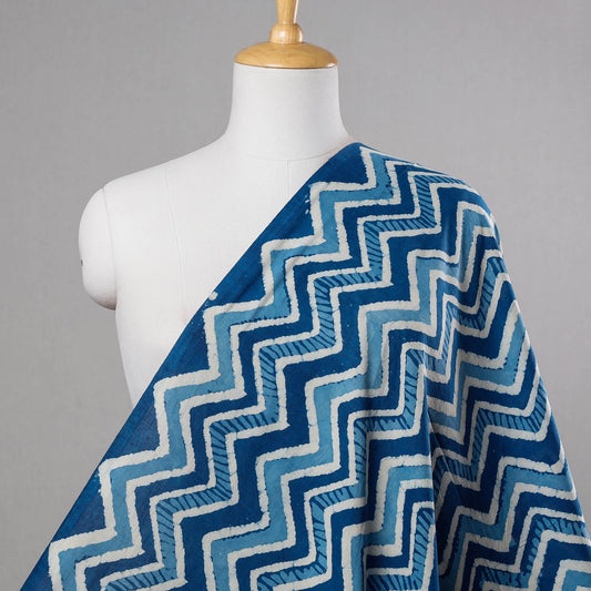 Blue - Indigo Dabu Block Printed Cotton Fabric