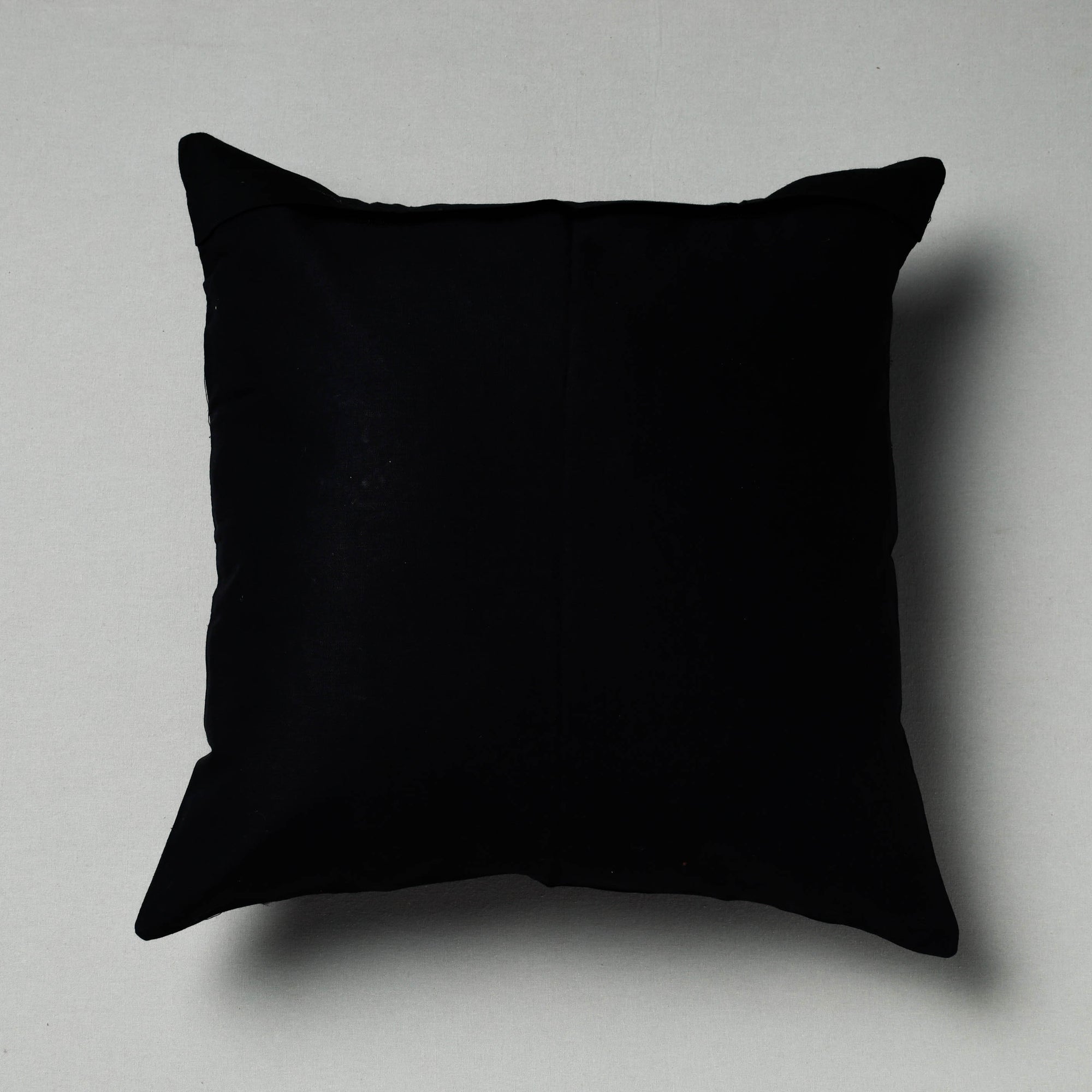 Black Pipli Applique Work Cotton Cushion Cover 