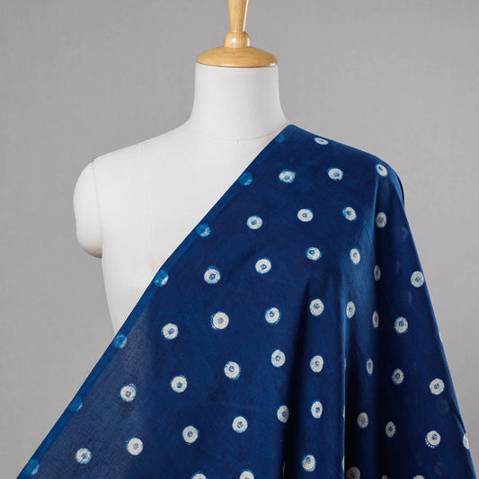 Eye-Patterned Blue Indigo Dabu Block Printed Cotton Fabric