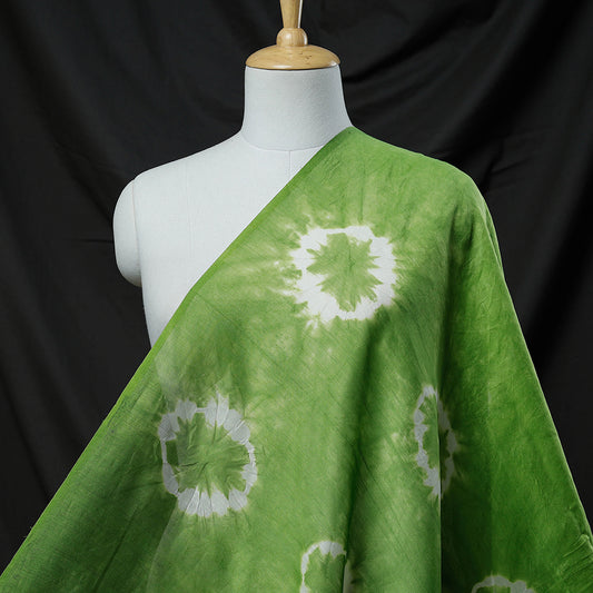 Green - Shibori Tie-Dye Chanderi Silk Handloom Fabric