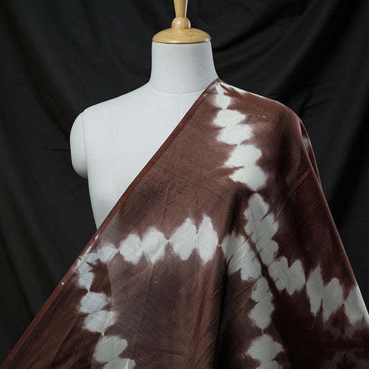 Brown - Shibori Tie-Dye Chanderi Silk Handloom Precut Fabric (1 meter)