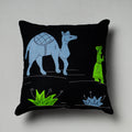 Black Pipli Applique Work Cotton Cushion Cover 