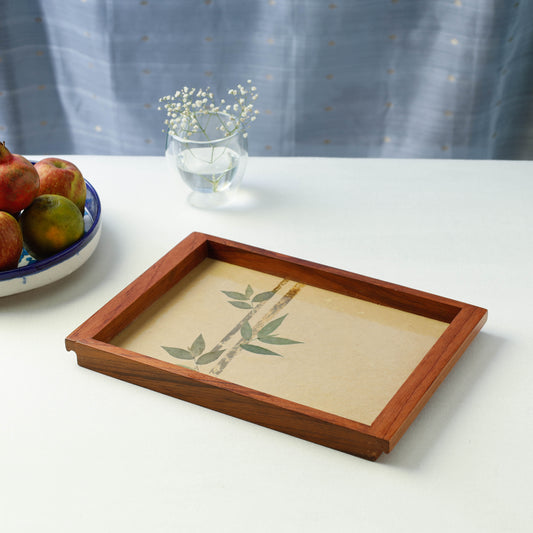 Bamboo Art Work Wooden Small Tray (12 x 8 in)