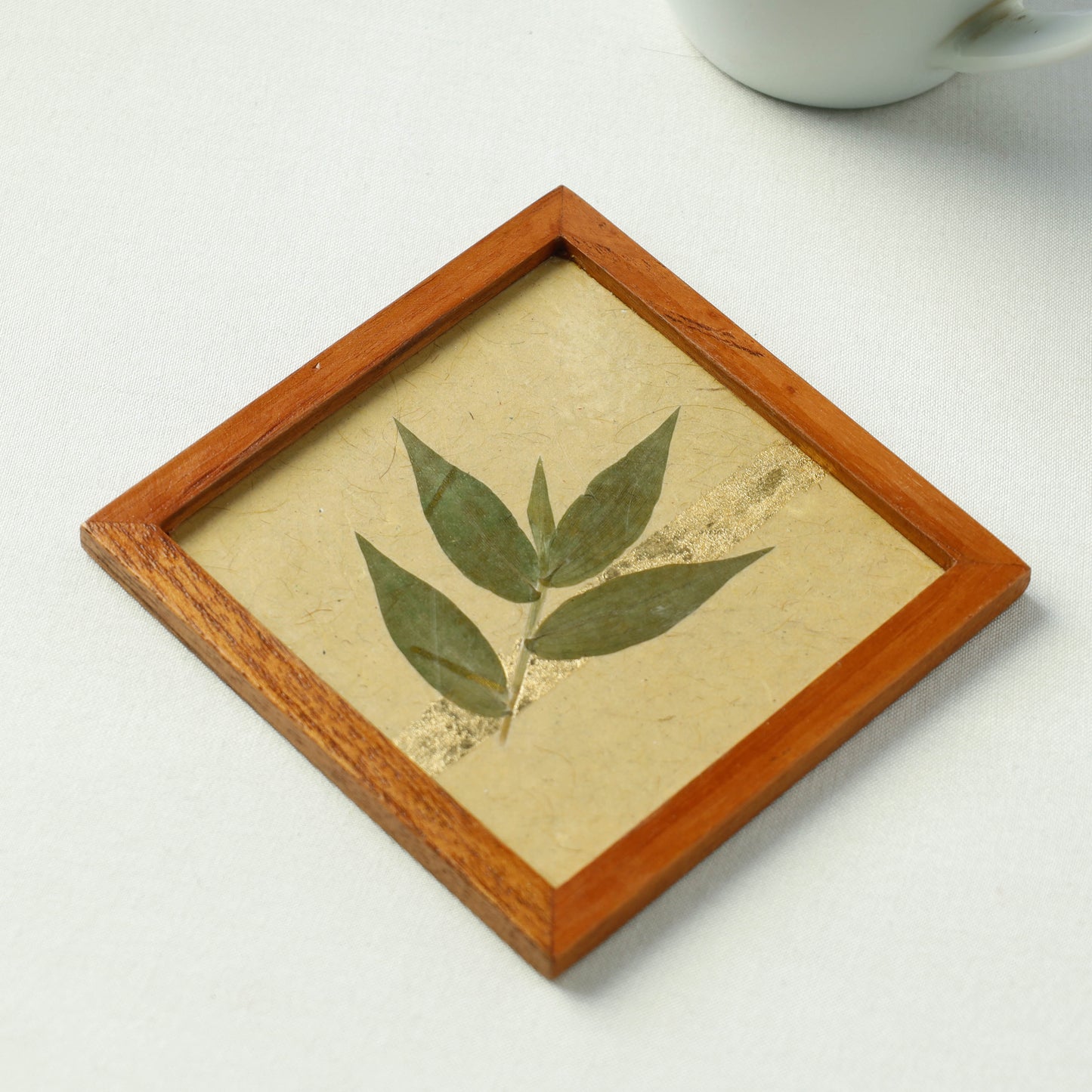 Bamboo Art Work Wooden Square Coaster (4 x 4 in)