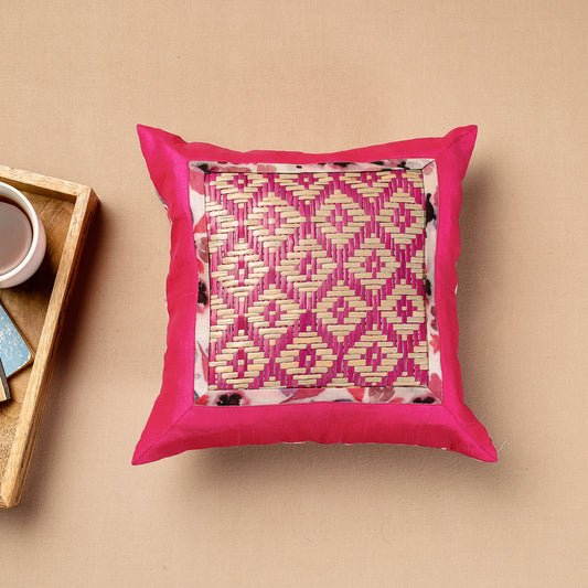Sitalpati शीतल पाटी Grass Handwoven Dupion Silk Cushion Cover (12 x 12 in)