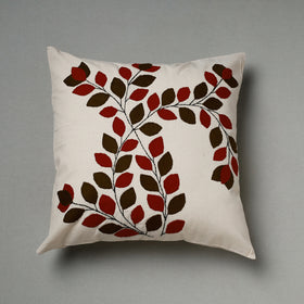 White Pipli Applique Work Cotton Cushion Cover 