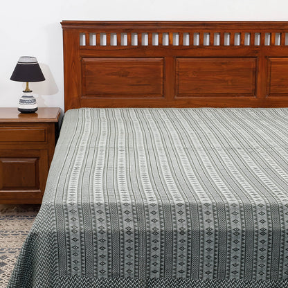 Grey - Pure Cotton Handloom Double Bedcover from Bijnor by Nizam (106 x 95 in)
