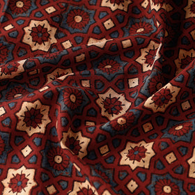  Red Floral Blocks Block Print Cotton Ajrakh Fabric