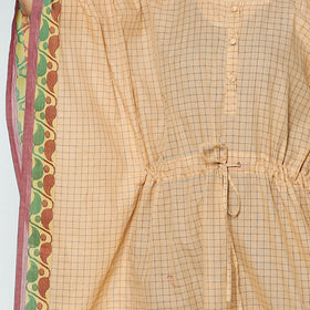  Kanchipuram Checks Cotton Knee Length Kaftan with Tie-Up Waist 