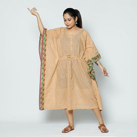  Kanchipuram Checks Cotton Knee Length Kaftan with Tie-Up Waist 