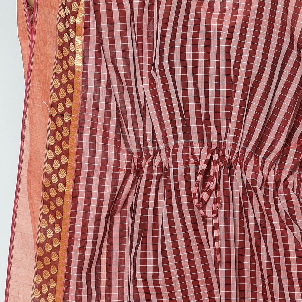 Kanchipuram Checks Cotton Kaftan with Tie-Up Waist