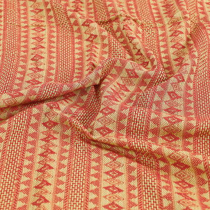Orange - Pure Cotton Handloom Double Bed Cover from Bijnor by Nizam (106 x 95 in)