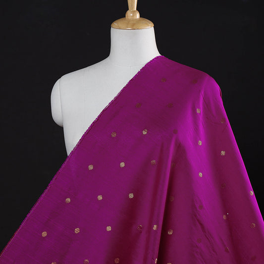 Purple - Polka Dot Zari Buti Spun Dupion Viscose Silk Fabric