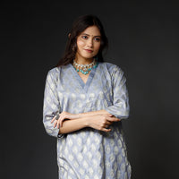 Grey - Banarasi Silk Zari Work Kurta with Palazzo & Dupatta Set