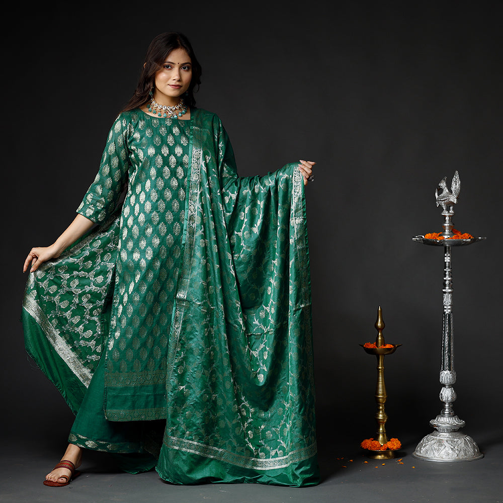 Banarasi Kurta with Palazzo & Dupatta Set
