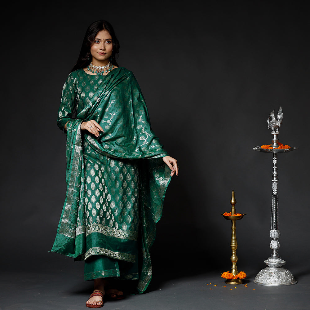 Banarasi Kurta with Palazzo & Dupatta Set
