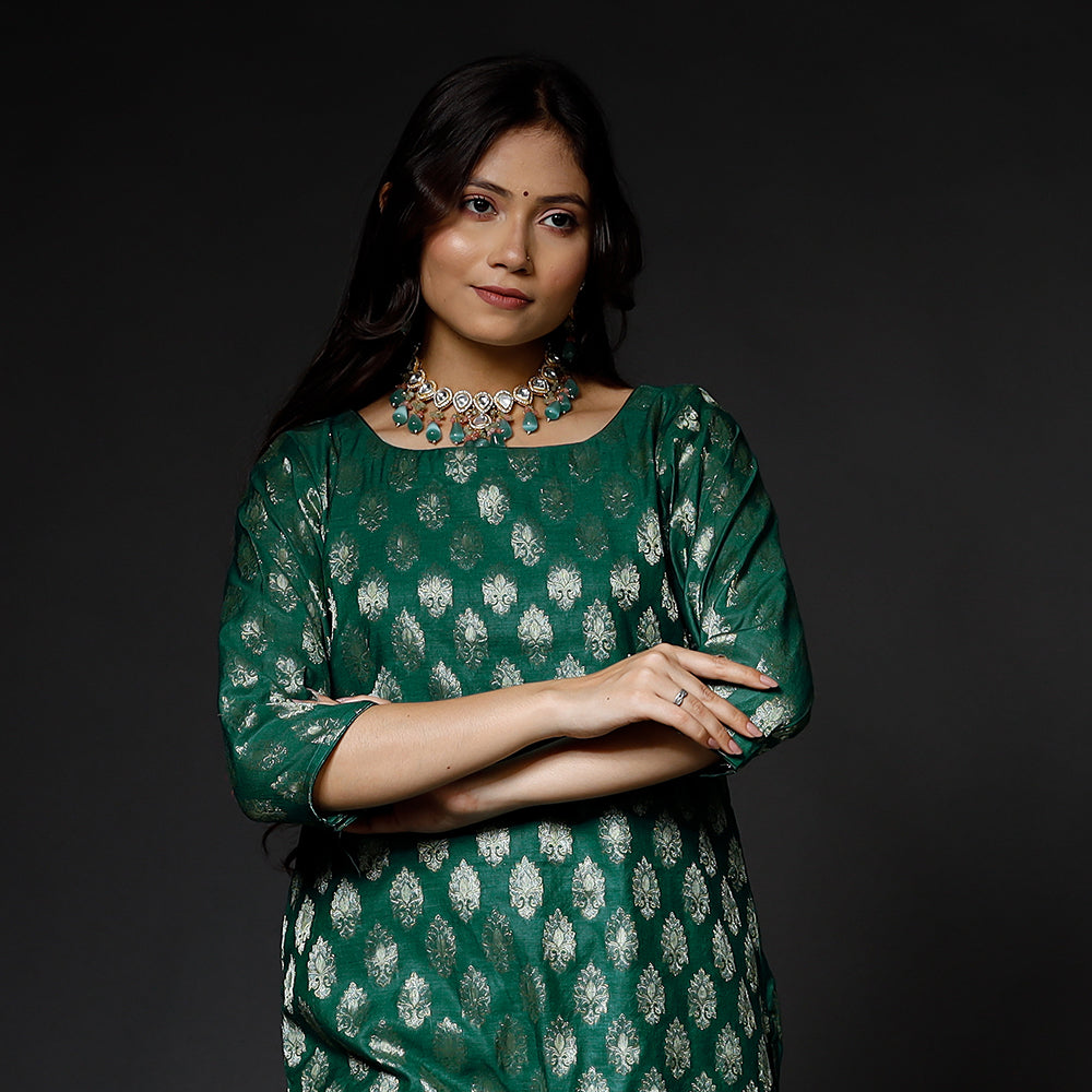 Banarasi Kurta with Palazzo & Dupatta Set
