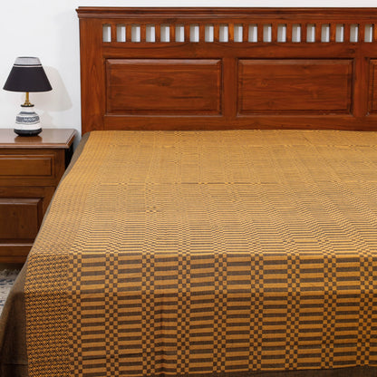 Brown - Pure Cotton Handloom Double Bed Cover from Bijnor by Nizam (106 x 95 in)