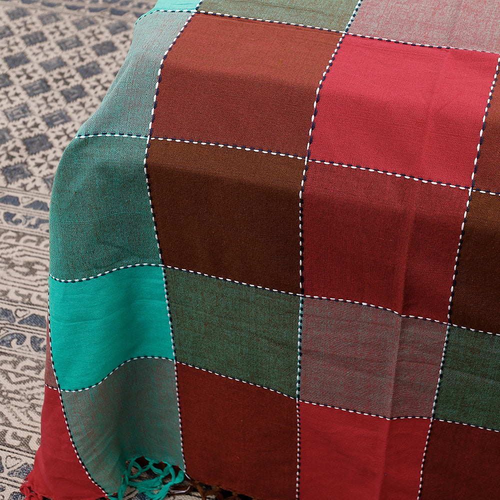 Multicolor - Pure Cotton Handloom Double Bed Cover from Bijnor by Nizam (106 x 95 in)