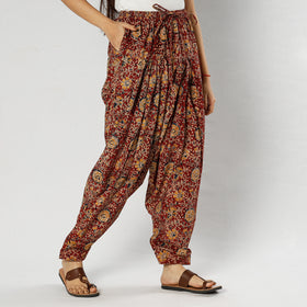 Maroon - Pedana Kalamkari Block Printing Cotton Elasticated Salwar
