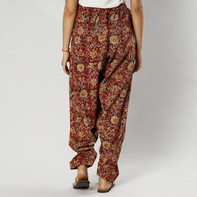 Maroon - Pedana Kalamkari Block Printing Cotton Elasticated Salwar
