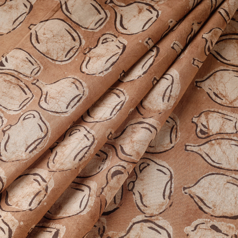 Brown - Bindaas Block Printing Natural Dyed Cotton Fabric