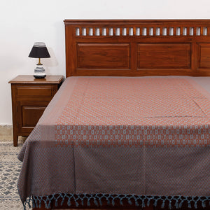 Brown - Pure Cotton Handloom Single Bed Cover from Bijnor by Nizam (91 x 61 in)