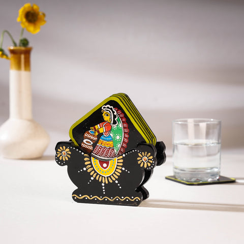  Tikuli Art Handpainted Wooden Coaster 