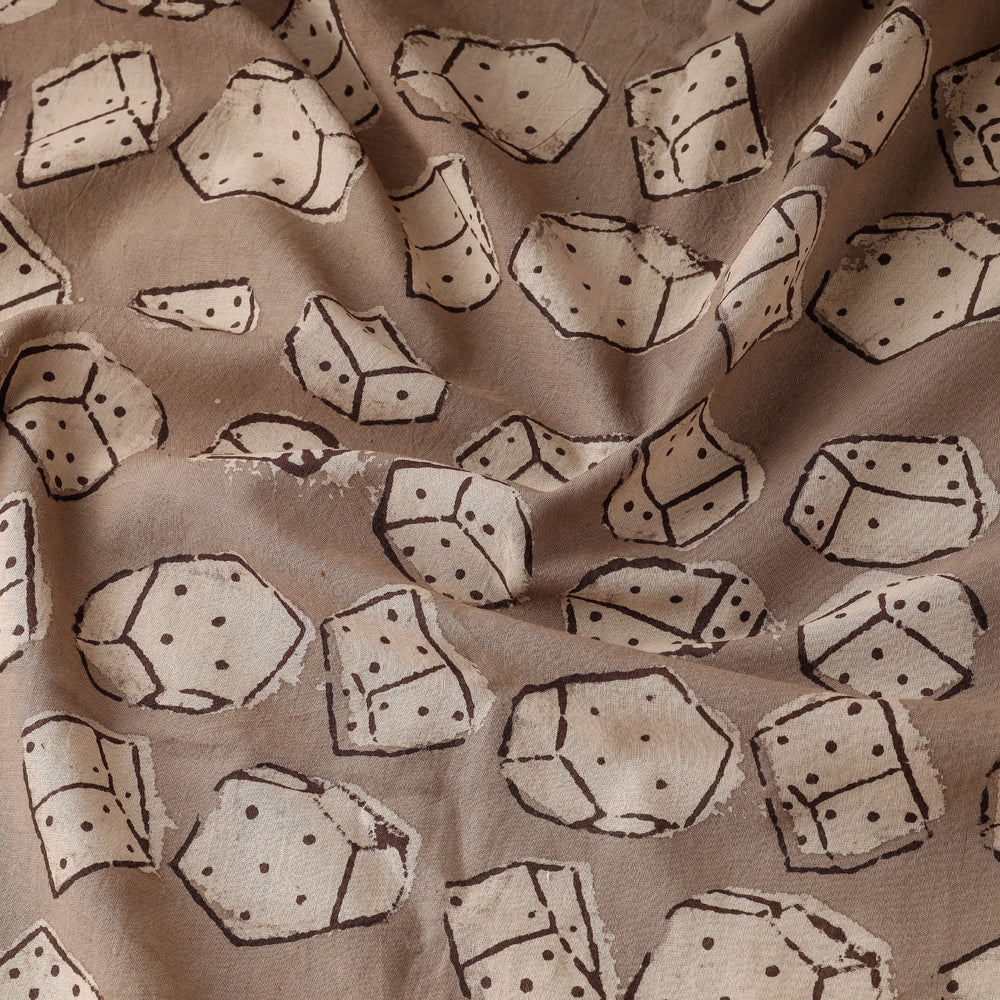 Light Brown Natural Dyed Cotton Bindaas Block Print Fabric