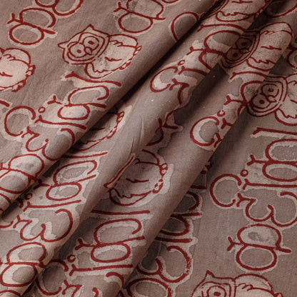 Brown - Bindaas Block Art Printed Natural Dyed Cotton Fabric