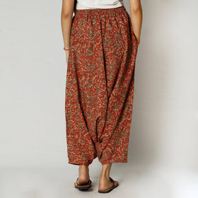 Red - Pedana Kalamkari Block Print Cotton Harem Pant