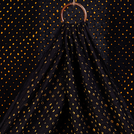 Yellow Bootis Black Kutch Bandhani Tie-dye Soft Cotton Fabric