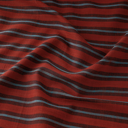 Red - Baragaon Pre Washed Handloom Striped Cotton Fabric