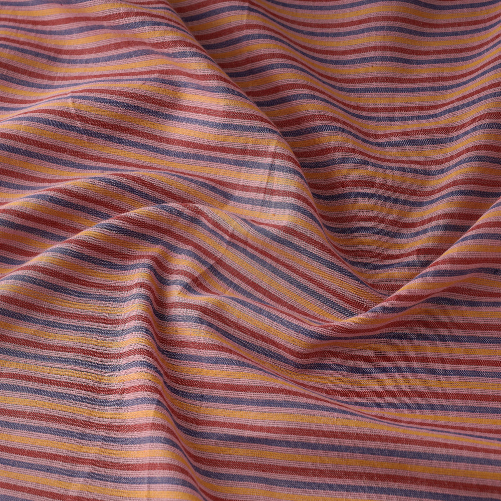 Peach - Baragaon Pre Washed Handloom Striped Cotton Fabric