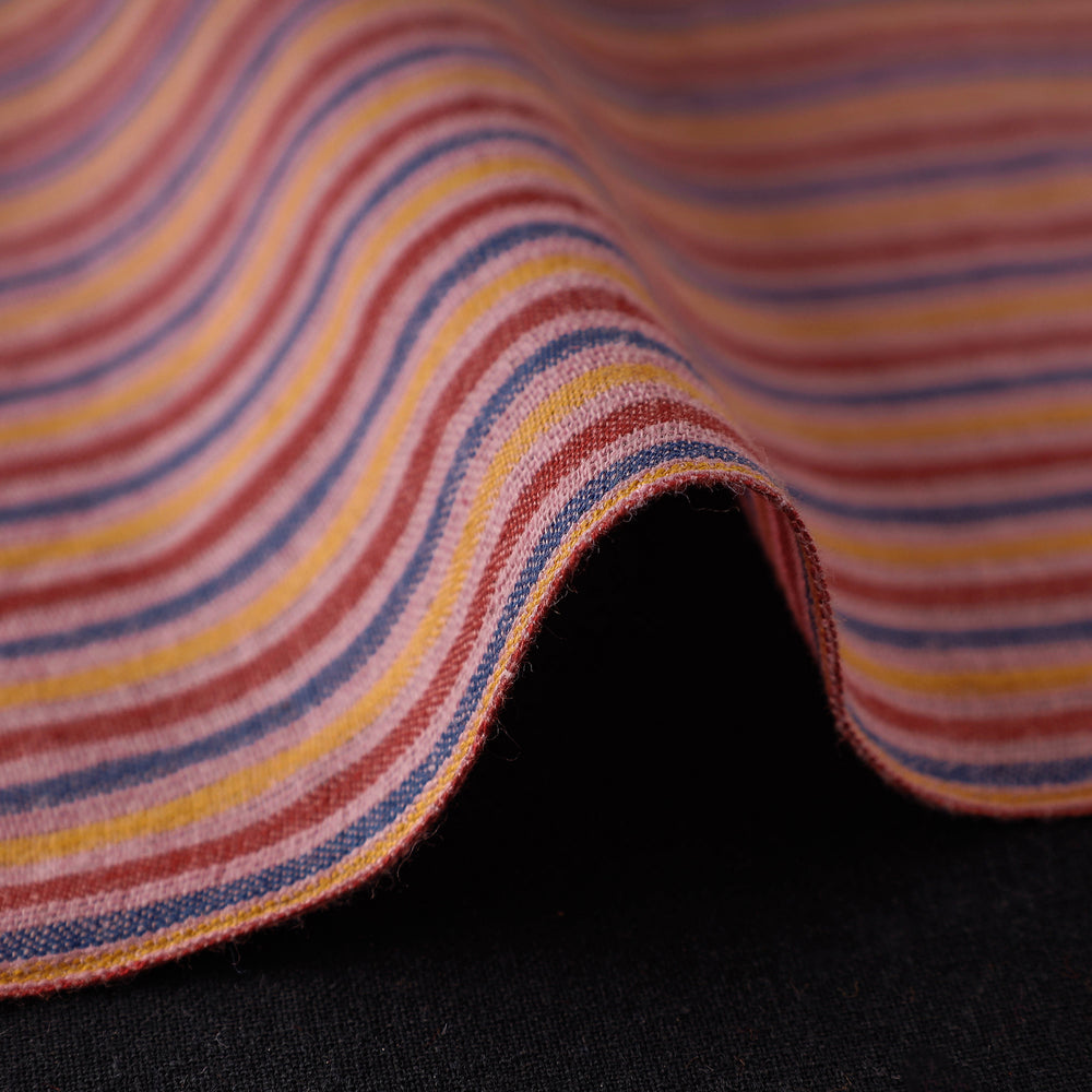 Peach - Baragaon Pre Washed Handloom Striped Cotton Fabric