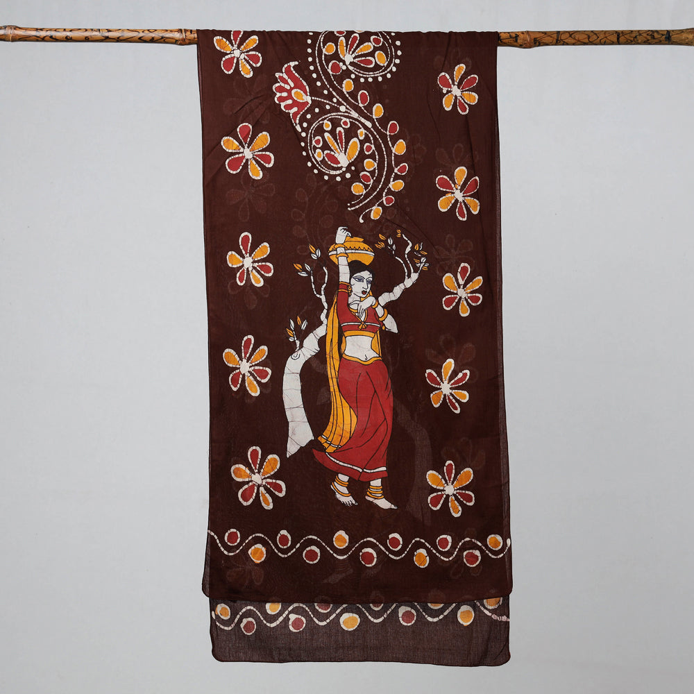 Brown - Hand Batik Printing Pure Cotton Stole